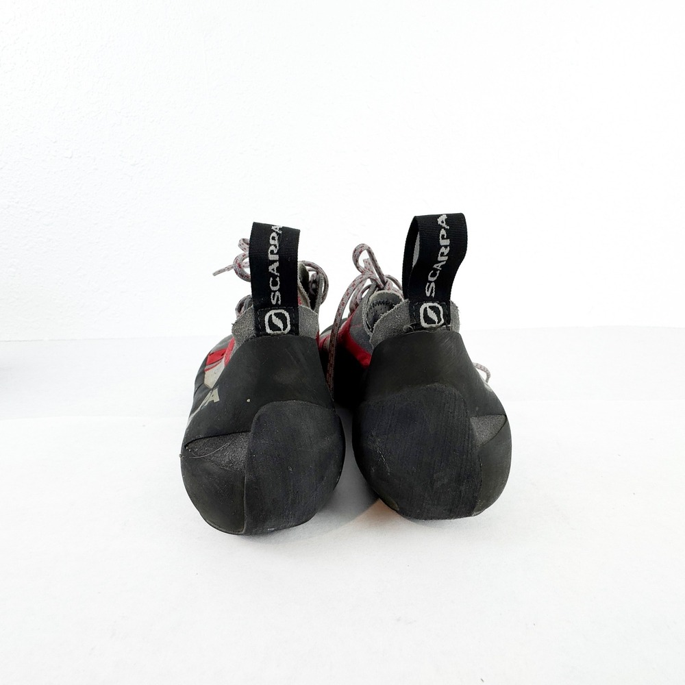 Scarpa Helix Climbing Shoes Mens 46.5 Grey Red Suede  Vibram Rock Climbing - Picture 5 of 8